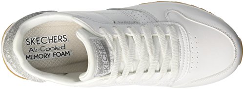 Skechers OG 85-Old School Cool, Zapatillas Mujer, Multicolor (Wht Black Duraleather/Silver Glitter Trim), 40 EU