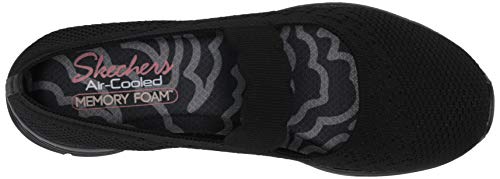 Skechers Seager-Power Hitter, Merceditas Mujer, Black Flat Knit, 38 EU