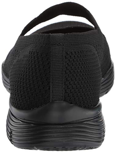 Skechers Seager-Power Hitter, Merceditas Mujer, Black Flat Knit, 39 EU