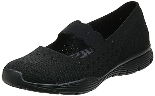 Skechers Seager-Power Hitter, Merceditas Mujer, Black Flat Knit, 39 EU