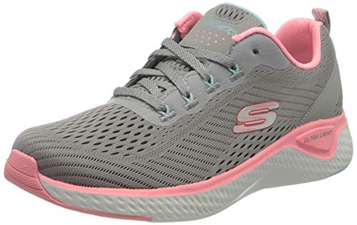 Skechers Solar Fuse Cosmic View, Zapatillas Mujer, Gris (Gray Mesh/Pink & Mint Trim Gypk), 39 EU