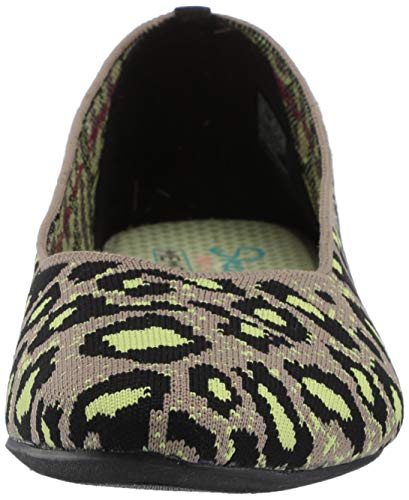 Skechers Women's Ballet Flat, Taupe/Lime