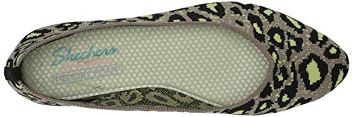 Skechers Women's Ballet Flat, Taupe/Lime