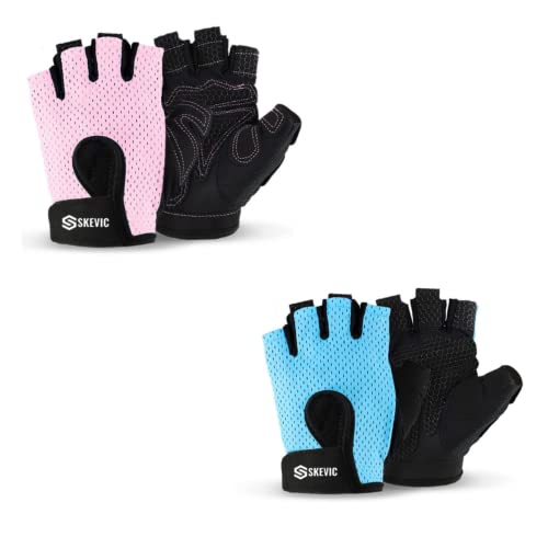 Skevic Guantes Gimnasio Hombre y Mujer - Guantes Gym Mujer Hombre para Levantamiento de Pesas, Crossfit, Ciclismo, etc. Guantes Fitness Transpirable Antideslizante con Protección de Muñeca y Palma