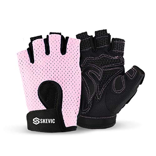 Skevic Guantes Gimnasio Hombre y Mujer - Guantes Gym Mujer Hombre para Levantamiento de Pesas, Crossfit, Ciclismo, etc. Guantes Fitness Transpirable Antideslizante con Protección de Muñeca y Palma