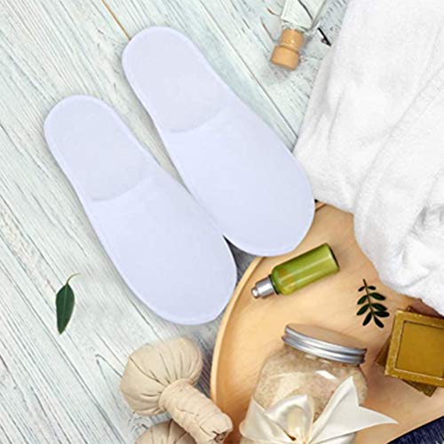 Sklepee 12 Pares de Zapatillas de SPA Desechables, Antideslizantes, de Terciopelo, con Punta Cerrada, para SPA, Zapatillas portátiles, Zapatos para Hotel, hogar, Uso de Invitados