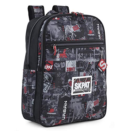 SKPAT - Mochila Escolar Niño Primaria Grande Adaptable a Carro con Ruedas - Mochila Infantil Niño para Colegio Resistente y Ligera de Marca SKPAT. Asa Superior y Tiras Ajustables. 131601, Color Negro