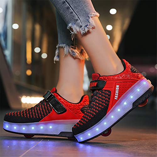 SkybirdUK 7 colores que cambian de rodillos Led zapatos del patín para Unisex-niños 3.5 Reino Unido Negro