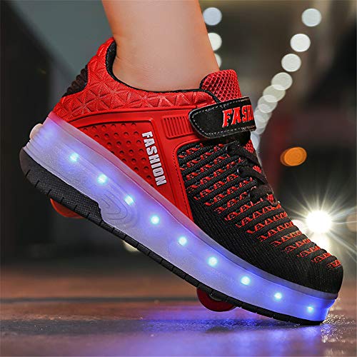 SkybirdUK 7 colores que cambian de rodillos Led zapatos del patín para Unisex-niños 3.5 Reino Unido Negro