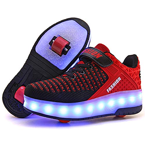 SkybirdUK 7 colores que cambian de rodillos Led zapatos del patín para Unisex-niños 3.5 Reino Unido Negro