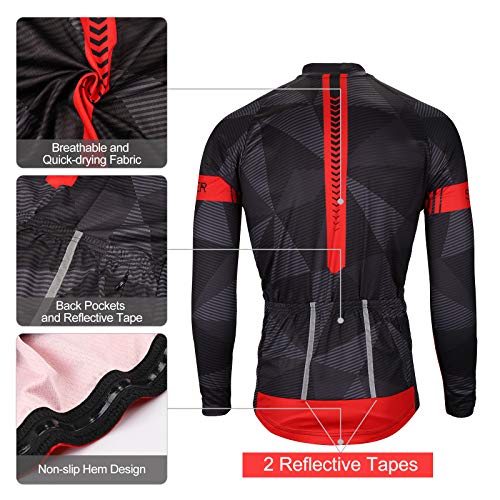 SKYSPER Maillot Ciclismo Hombres Jersey Mangas Largas Pantalones Largos Culotte de Ciclismo Conjunto de Ropa Maillot Entretiempo Invierno para Deportes al Aire Libre Ciclo Bicicleta