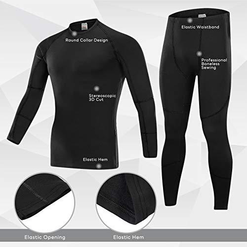 SKYSPER Ropa Interior Térmica Hombre Conjuntos Térmicos Camiseta Térmica Manga Larga Pantalones Largos de Compresión Hombre Deportes Termo Invierno Otoño para Running Esquí Montaña Ciclismo Fitness