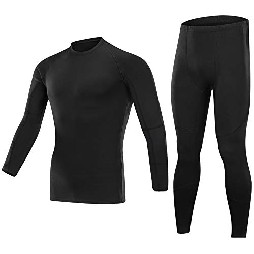 SKYSPER Ropa Interior Térmica Hombre Conjuntos Térmicos Camiseta Térmica Manga Larga Pantalones Largos de Compresión Hombre Deportes Termo Invierno Otoño para Running Esquí Montaña Ciclismo Fitness