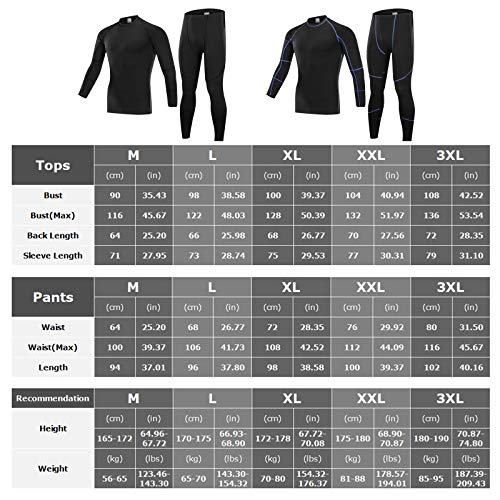 SKYSPER Ropa Interior Térmica Hombre Conjuntos Térmicos Camiseta Térmica Manga Larga Pantalones Largos de Compresión Hombre Deportes Termo Invierno Otoño para Running Esquí Montaña Ciclismo Fitness