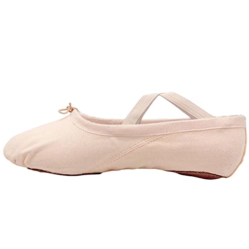 s.lemon Zapatillas de Ballet Lona Media Punta Ballet Zapatos Bailarina Principiantes Danza Zapatos para Niña Mujere Hombres 24-47 Rosa (27 EU)