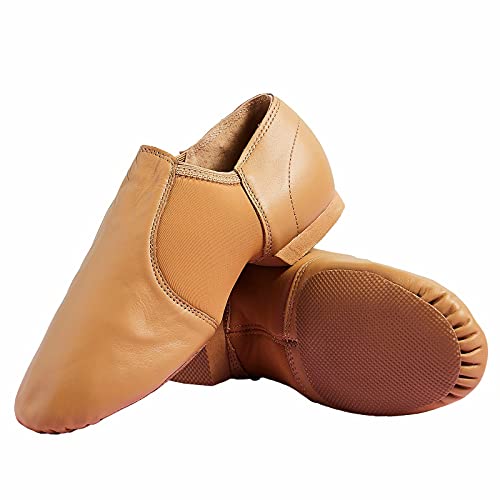 s.lemon Zapatillas de Jazz Cuero Genuino Suela Partida Zapato de Jazz para Mujer Hombre Beige 40