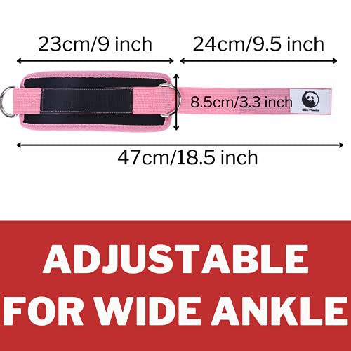 Slim Panda 2pcs Tobillera para Polea, Tobillera Deportivas Correas Ajustables para Los Tobillos con Doble Anilla en D Correa, para Entrenamiento de piernas y gluteos en poleas Gimnasio(Rosa)