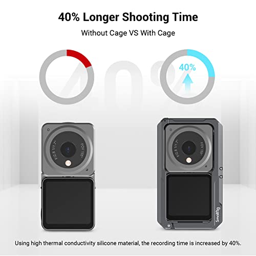 SmallRig Camera Cage Jaula Cámara de Acción para DJI Action 2 Power Combo o Dual-Screen Combo, con Grafeno Material, Zapata fría, M4 y Orificios para Tornillos de 1/4" - 3661