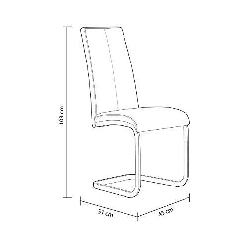 Smile, Pack de 4 sillas de Comedor, Cocina o Salon, Acabado en símil Piel Color Blanco, Medidas: 45 cm (Ancho) x 51 cm (Fondo) x 103 cm (Alto)