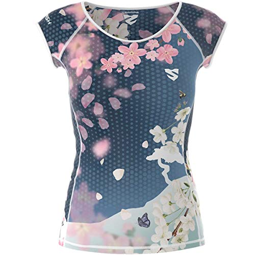 SMMASH Blossom Camiseta Deporte de Manga Corta para Mujer, Ropa Deportiva Mujer para Fitness, Yoga, Formación, Crossfit, Material Transpirable y Antibacteriano, (M)