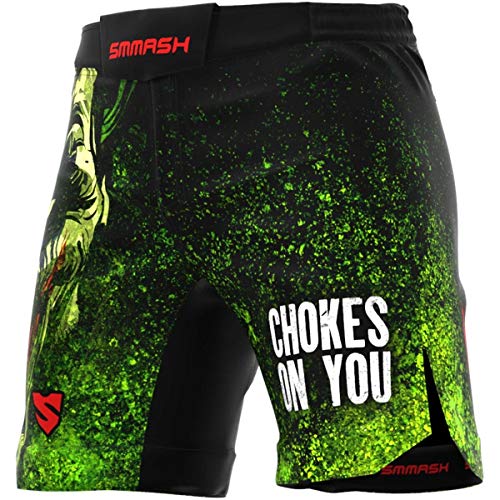 SMMASH Choker Deporte Profesionalmente Ultraligero Pantalones Cortos MMA para Hombre, Shorts MMA, BJJ, Grappling, Krav Maga, Material Transpirable y Antibacteriano, (XL)