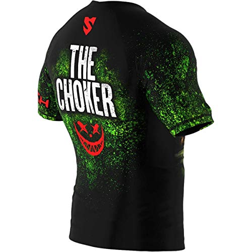 SMMASH Choker Rashguard Hombre Manga Corta, Camisetas Hombre para MMA, Artes Marciales, Krav Maga, BJJ, K1, Karate, Material Transpirable y Antibacteriano, (M)