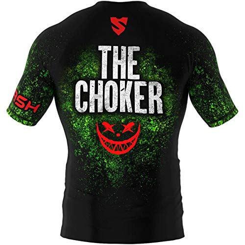 SMMASH Choker Rashguard Hombre Manga Corta, Camisetas Hombre para MMA, Artes Marciales, Krav Maga, BJJ, K1, Karate, Material Transpirable y Antibacteriano, (M)