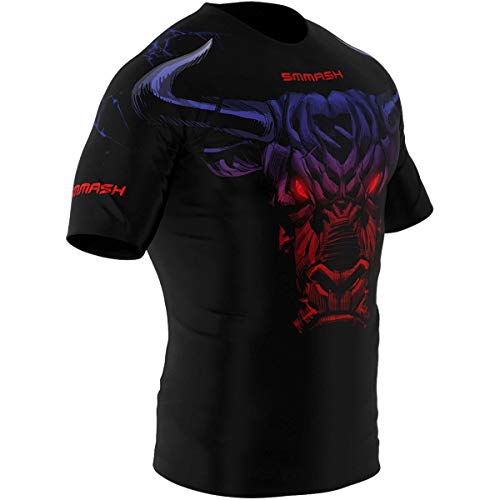 SMMASH Minos Rashguard Hombre Manga Corta, Camisetas Hombre para MMA, Artes Marciales, Krav Maga, BJJ, K1, Karate, Material Transpirable y Antibacteriano