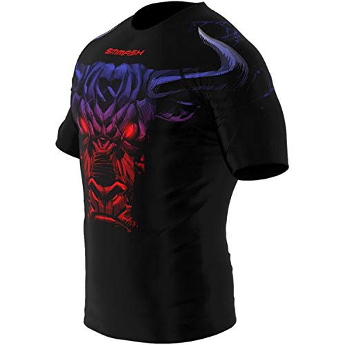 SMMASH Minos Rashguard Hombre Manga Corta, Camisetas Hombre para MMA, Artes Marciales, Krav Maga, BJJ, K1, Karate, Material Transpirable y Antibacteriano