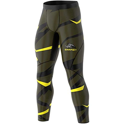 SMMASH Mud Rhino Deportivo Largo Leggins Hombre, Pantalones Largo Deporte Dombre por un Gimnasio de Yoga Corrientes, Material Transpirable y Antibacteriano, (S)