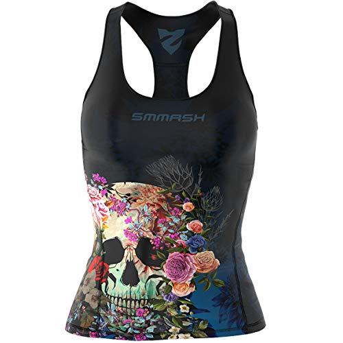 SMMASH Muerte Sport Top Tank para Mujer, Camiseta de Tirantes Deportivas, Camiseta sin Manga para Fitness, Yoga, Formación, Material Transpirable y Antibacteriano, (S)