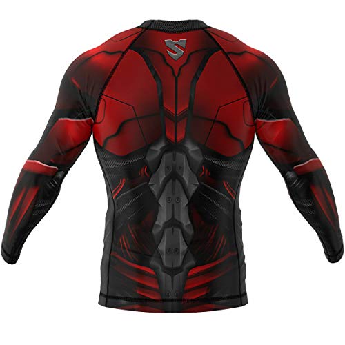 SMMASH Red Armour Rashguard Niño Manga Larga, Camisetas para MMA, Artes Marciales, Deportivo Niño Camiseta, Krav Maga, BJJ, K1, Karate, Material Transpirable y Antibacteriano, (L)