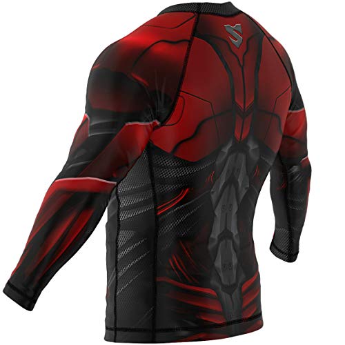 SMMASH Red Armour Rashguard Niño Manga Larga, Camisetas para MMA, Artes Marciales, Deportivo Niño Camiseta, Krav Maga, BJJ, K1, Karate, Material Transpirable y Antibacteriano, (L)