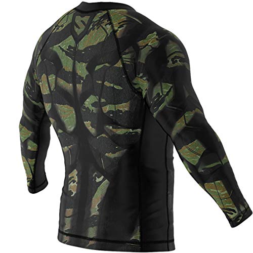 SMMASH Tiger Armour Rashguard Hombre Manga Larga, Camisetas Hombre para MMA, Artes Marciales, Krav Maga, BJJ, K1, Karate, Material Transpirable y Antibacteriano, (L)