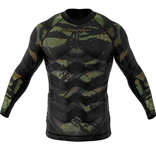 SMMASH Tiger Armour Rashguard Hombre Manga Larga, Camisetas Hombre para MMA, Artes Marciales, Krav Maga, BJJ, K1, Karate, Material Transpirable y Antibacteriano, (L)