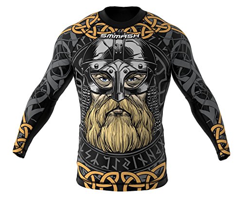 SMMASH Viking Rashguard Hombre Manga Larga, Camisetas Hombre para MMA, Artes Marciales, Krav Maga, BJJ, K1, Karate, Material Transpirable y Antibacteriano, (M)