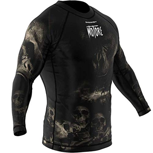 SMMASH Wotore Spirit Rashguard Hombre Manga Larga, Camisetas Hombre para MMA, Artes Marciales, Krav Maga, BJJ, K1, Karate, Material Transpirable y Antibacteriano, (L)