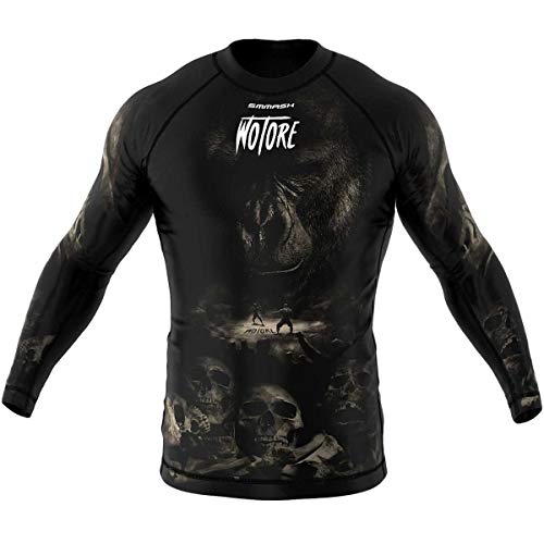 SMMASH Wotore Spirit Rashguard Hombre Manga Larga, Camisetas Hombre para MMA, Artes Marciales, Krav Maga, BJJ, K1, Karate, Material Transpirable y Antibacteriano, (L)