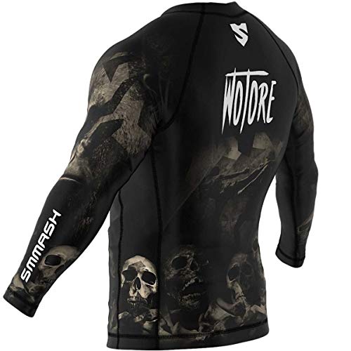 SMMASH Wotore Spirit Rashguard Hombre Manga Larga, Camisetas Hombre para MMA, Artes Marciales, Krav Maga, BJJ, K1, Karate, Material Transpirable y Antibacteriano, (L)