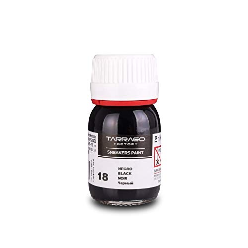 Sneakers Paint 25 ml | Pintura para Sneakers y Zapatillas Deportivas | Para Cuero Liso, Cuero Sintético y Lona ((18) Negro)