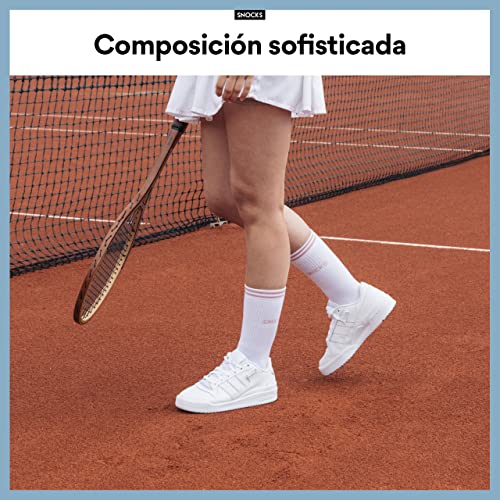 Snocks Calcetines Deporte Hombre Largos Blanco de tenis 4 Pares Tamaño 43 46 Pack Calcetines Hombre Blancos Deportivos Retro Crew Algodón Sin Costuras