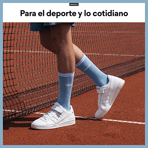 Snocks Calcetines Deporte Hombre Largos Blanco de tenis 4 Pares Tamaño 43 46 Pack Calcetines Hombre Blancos Deportivos Retro Crew Algodón Sin Costuras