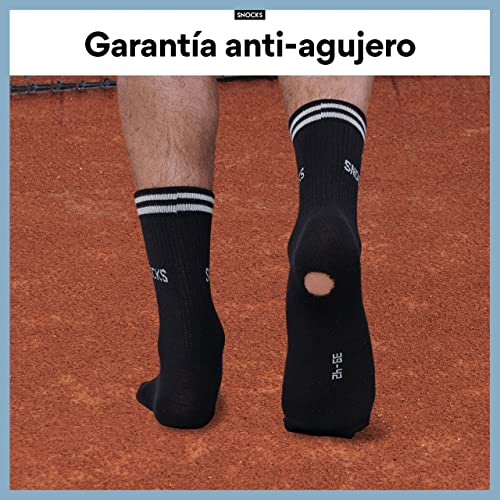 Snocks Calcetines Deporte Hombre Largos Blanco de tenis 4 Pares Tamaño 43 46 Pack Calcetines Hombre Blancos Deportivos Retro Crew Algodón Sin Costuras