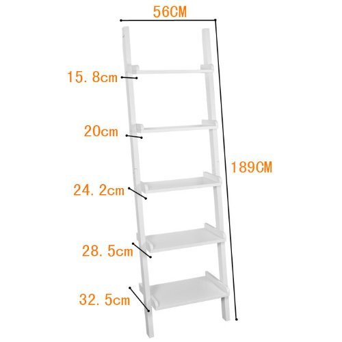 SoBuy Moderna Estantería Escalera con Cinco Estantes Estante de Pared en Color Blanco, FRG17-W,ES