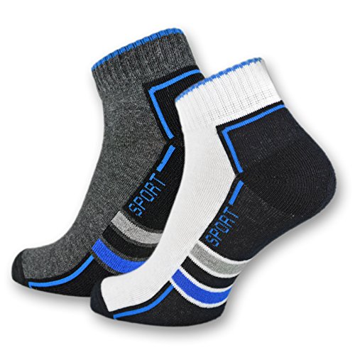 sockenkauf24 6 o 12 Pares de calcetines tobilleros DEPORTIVOS con suela de felpa reforzada Calcetines hombre Calcetines deportivos (39-42, 6 Pares | Mezcla de colores)