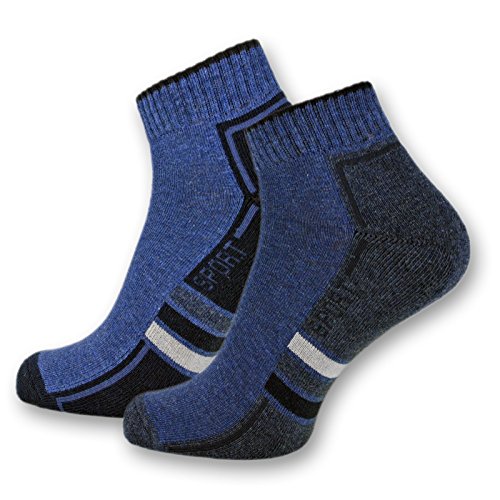 sockenkauf24 6 o 12 Pares de calcetines tobilleros DEPORTIVOS con suela de felpa reforzada Calcetines hombre Calcetines deportivos (39-42, 6 Pares | Mezcla de colores)