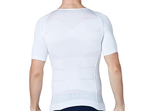 Sodacoda Camisa de compresión para hombre que fortalece los brazos, el vientre y el pecho (antiginecomastia) Blanco S