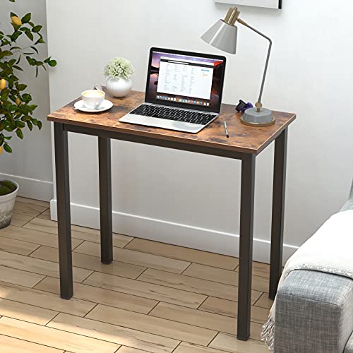 sogesfurniture Escritorios Compacto 80x40cm Mesa de Ordenador Escritorios para Computadora Escritorio de Oficina Mesa de Trabajo Mesa de Estudio de Madera y Acero, Marrón & Negro BHEU-AC3FB-8040