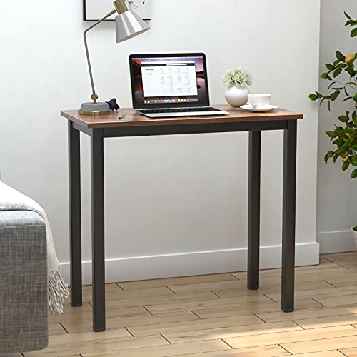 sogesfurniture Escritorios Compacto 80x40cm Mesa de Ordenador Escritorios para Computadora Escritorio de Oficina Mesa de Trabajo Mesa de Estudio de Madera y Acero, Marrón & Negro BHEU-AC3FB-8040