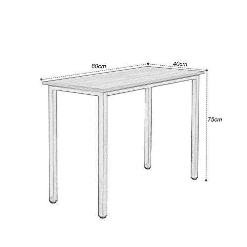 sogesfurniture Escritorios Compacto 80x40cm Mesa de Ordenador Escritorios para Computadora Escritorio de Oficina Mesa de Trabajo Mesa de Estudio de Madera y Acero, Marrón & Negro BHEU-AC3FB-8040